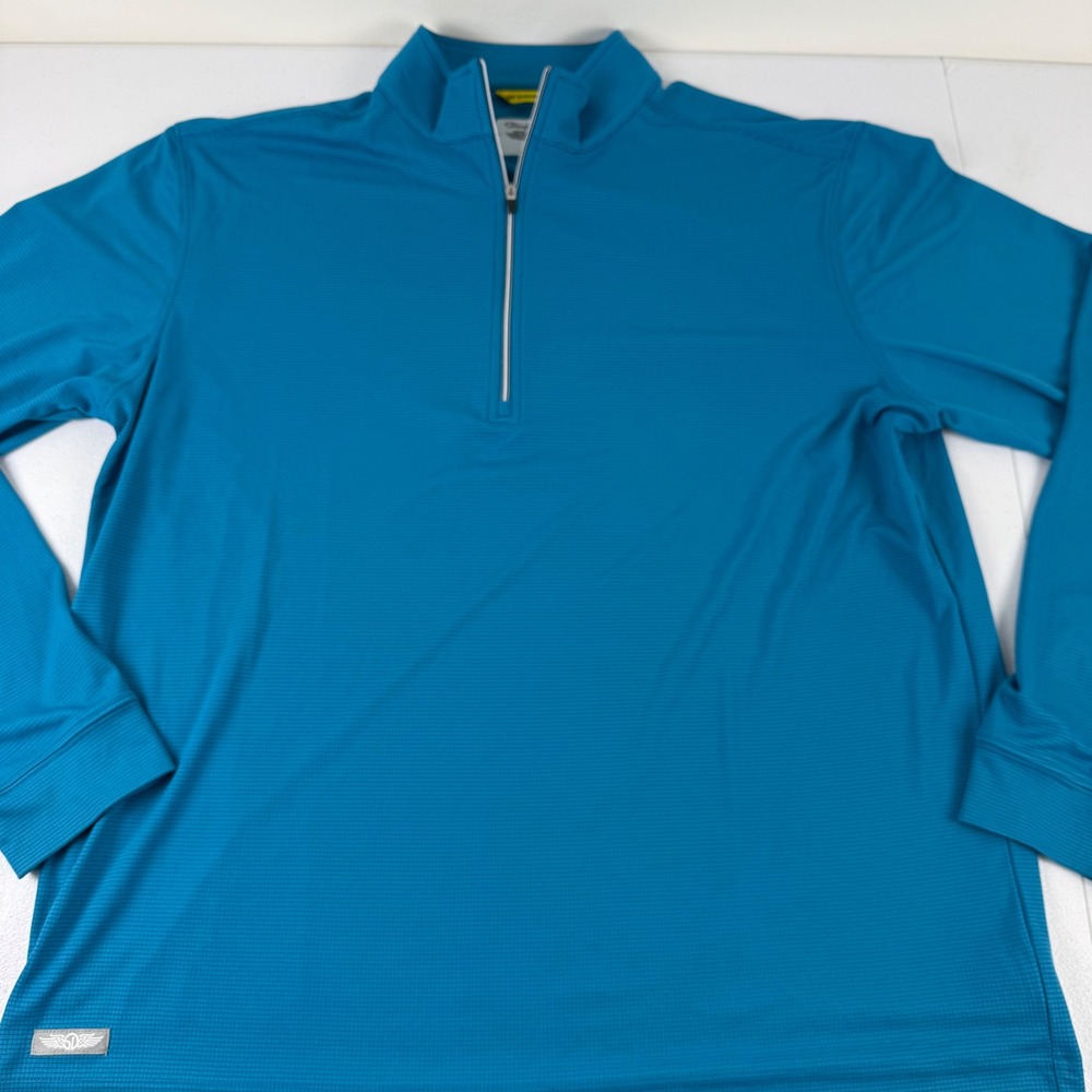 Straight‎ Down Mens Teal Blue 1/4 Zip Pullover 40 SPF Sun Protection Grid Size L